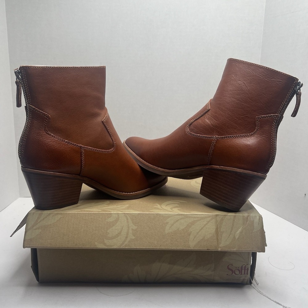 Sofft Annabell Women’s 9 M Bourbon Brown Leather Western Ankle Boots NIB